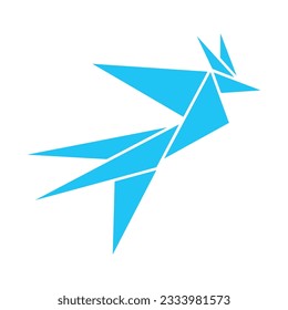 origami phoenix logo design. simple paper fire bird sign and symbol.