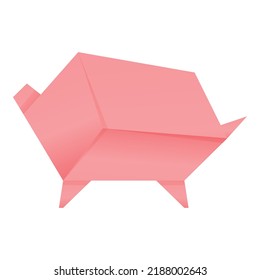 Origami pig icon cartoon vector. Paper animal. Art folded