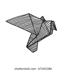 Origami pigeon in black