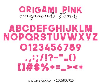 Origami Pink Font Vector Alphabet