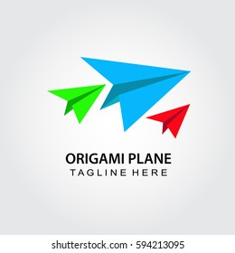 Origami plane abstract logo