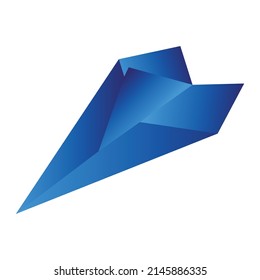 origami plane blue gradient vector illustration