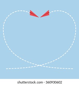 Origami plane with dashed heart