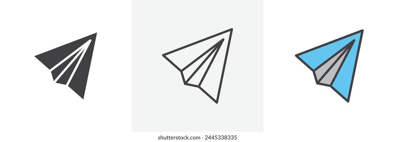 Origami Plane and Lightweight Craft Icon Set. Paper Aeroplane Messaging Symbols.