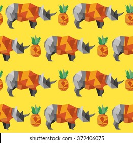 origami polygon rhino pineapple seamless pattern