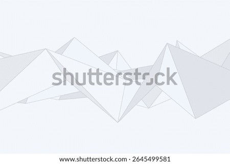 Origami polygon shapes arranged in a geometric mountain-like scene on a light abstract vector background