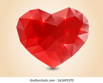 Origami polygonal heart. Vector Illustration.