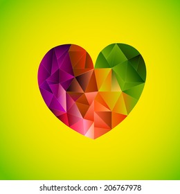 Origami polygonal heart. Vector Illustration. 