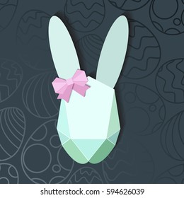 origami rabbit for happy Easter celebration. with seamless background with eggs
