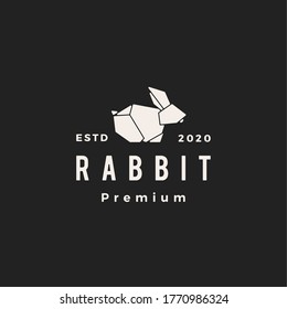 origami rabbit hare bunny hipster vintage logo vector icon illustration