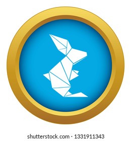Origami rabbit icon blue vector isolated on white background for any design