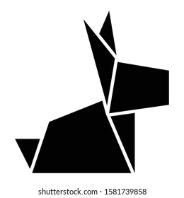 origami rabbit icon glyph vector design