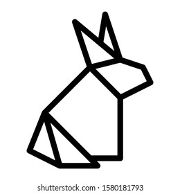 origami rabbit icon outline vector design
