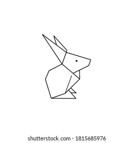 Origami Rabbit Icon in a Trendy minimalistic Linear Style. Folded Paper Animal Figures. Vector Illustration for creating Logos, patterns, tattoos, posters, prints on t-shirts