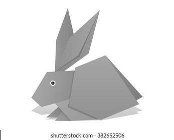 Origami rabbit on a white background.