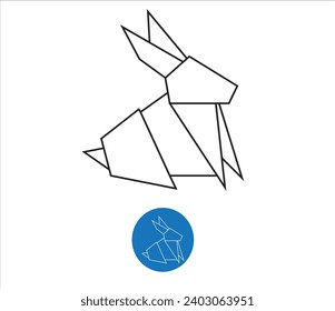 Origami rabbit. Rabbit paper origami vector.