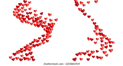 Origami red heart shapes beautiful background design. Valentines Day sale decor. Banner background. Random heart marriage symbols scatter.