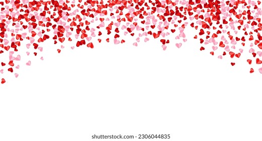 Origami red heart shapes confetti vector background. Festive decorative elements. Poster background. Colorful heart amour symbols illustration.