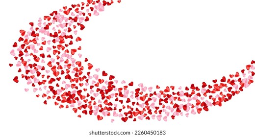 Origami red heart shapes flying background design. Valentine carnival decor. Banner background. Cute heart love signs scatter.