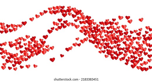 Origami red heart shapes romantic background design. Valentines Day sale decor. Poster background. Falling heart love signs illustration.