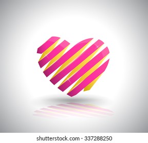 Origami red heart. Vector illustration.