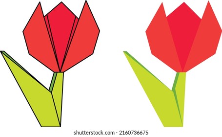 origami red tulip from paper