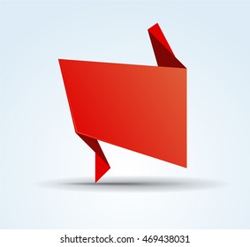 Origami red vector banner template for your design