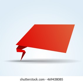 Origami red vector banner template for your design