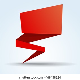 Origami red vector banner template for your design