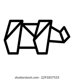 Origami rhino icon outline vector. Geometric animal. Paper art