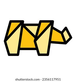 Origami rhino icon outline vector. Geometric animal. Paper art color flat