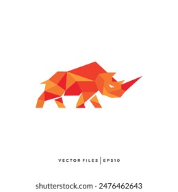 Origami Rhino Rhinoceros Design Logo