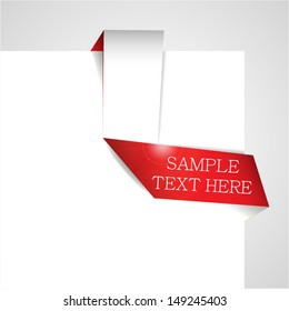 Origami Ribbon Bookmark on White Paper. High quality vector illustration. Eps10.