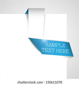 Origami Ribbon Bookmark on White Paper. High quality vector illustration. Eps10.