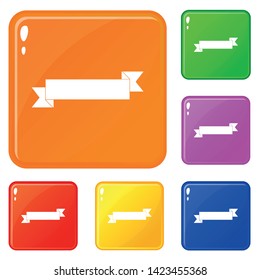 Origami ribbon icons set collection vector 6 color isolated on white background