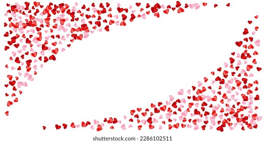 Origami rosy heart symbols romantic vector background. Valentines Day sale decor. Banner background. Small heart love signs illustration.