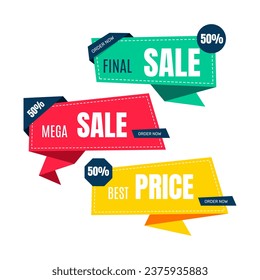 Origami sale banner collection. - Vector.