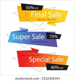 origami sale banner collection vector