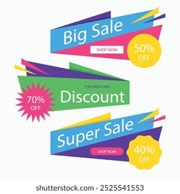 origami sale banner collection vector