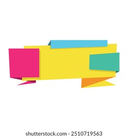 Origami sale banner label badge blank design template