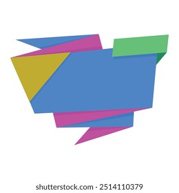 Origami sale banner label badge blank design template.