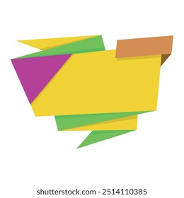 Origami sale banner label badge blank design template.