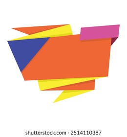 Origami sale banner label badge blank design template.