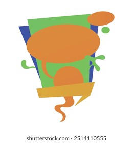Origami sale banner label badge blank design template.