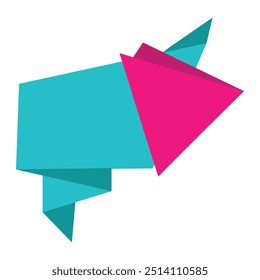 Origami sale banner label badge blank design template.