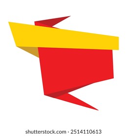 Origami sale banner label badge blank design template.