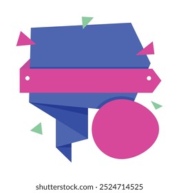 Origami sale banner label badge blank design template.