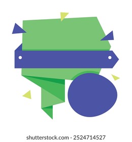 Origami sale banner label badge blank design template.