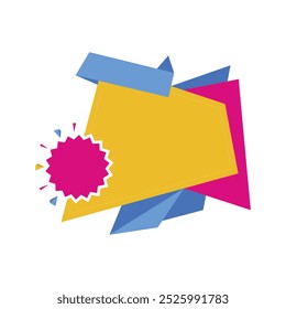 Origami sale banner, label, discount, badge