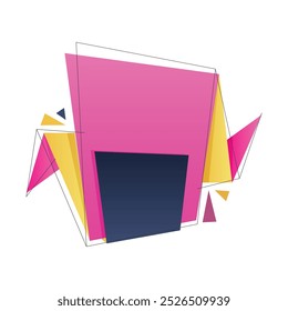 Origami sale banner, label, discount, badge icon